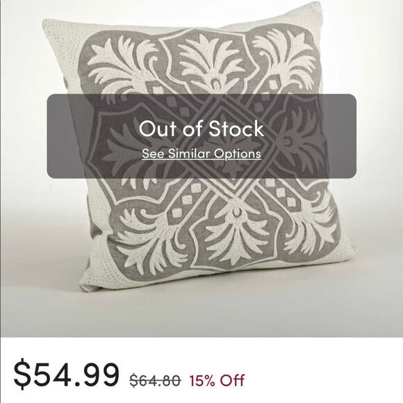 Design Inspiration Gabriela Embroidered Cotton Throw Pillow Cover 18”x18” NEW - Picture 10 of 14